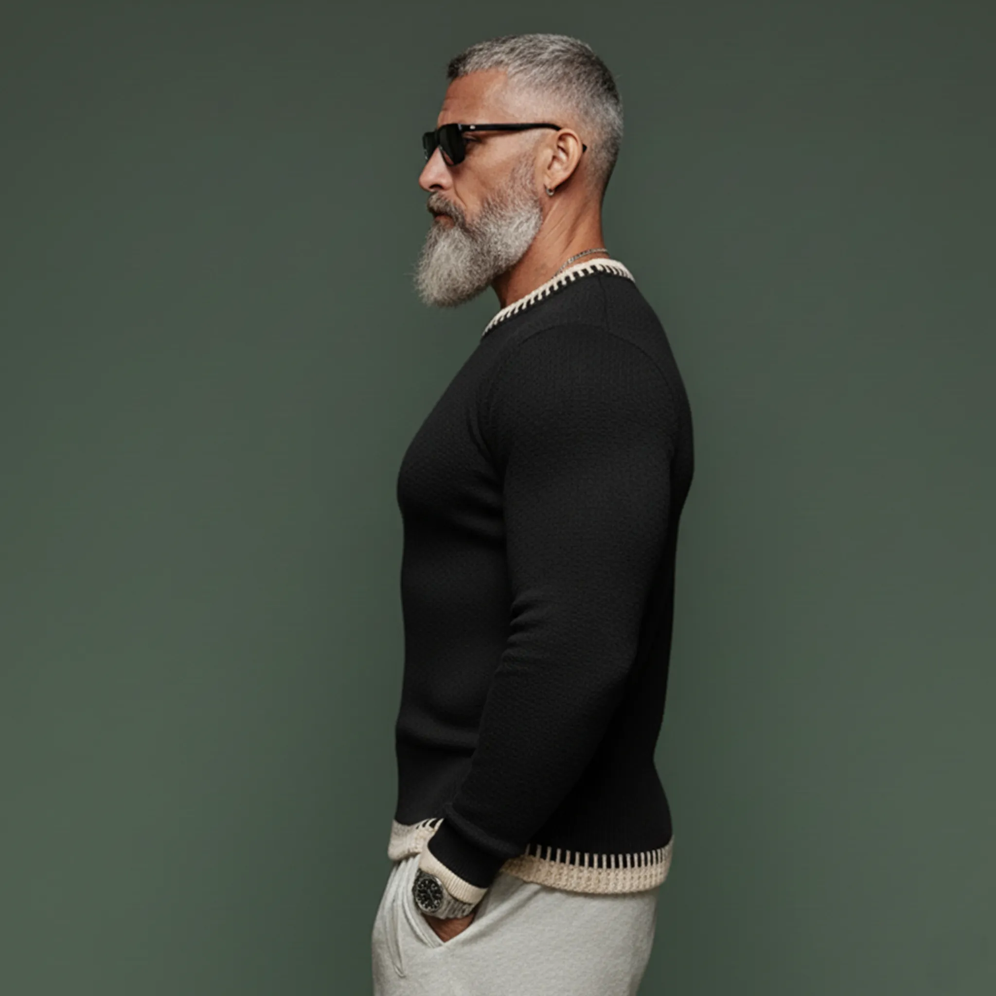 Men's Fashionable And Unique Crew Neck Slim Fit Sweater MTA2940J4K sold by Manly product image thumbnail 4