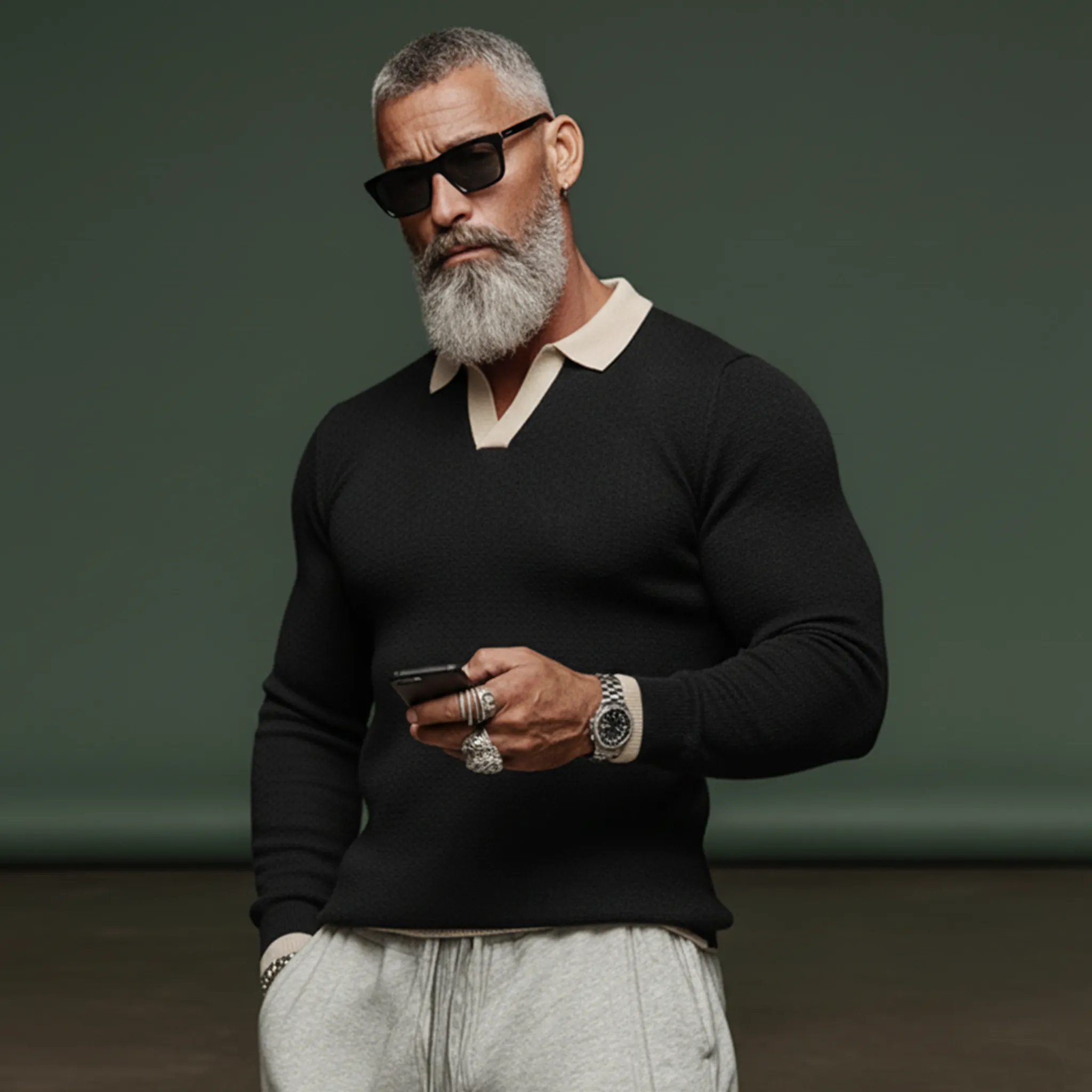 Men's Fashionable Casual Knitted Slim-fit Polo Shirt Sweater MTA2961J6K sold by Manly product image thumbnail 3