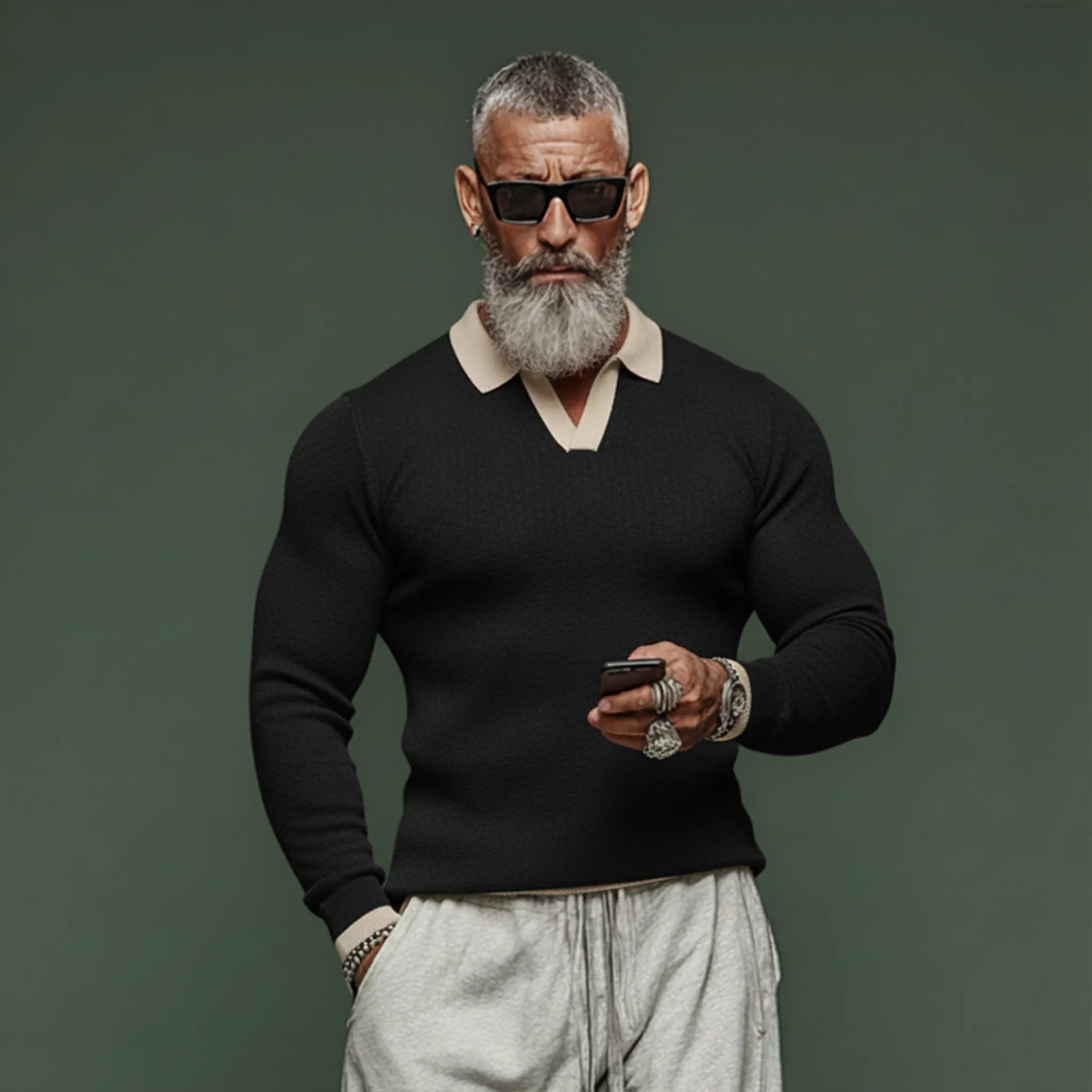 Men's Fashionable Casual Knitted Slim-fit Polo Shirt Sweater MTA2961J6K sold by Manly product image thumbnail 2