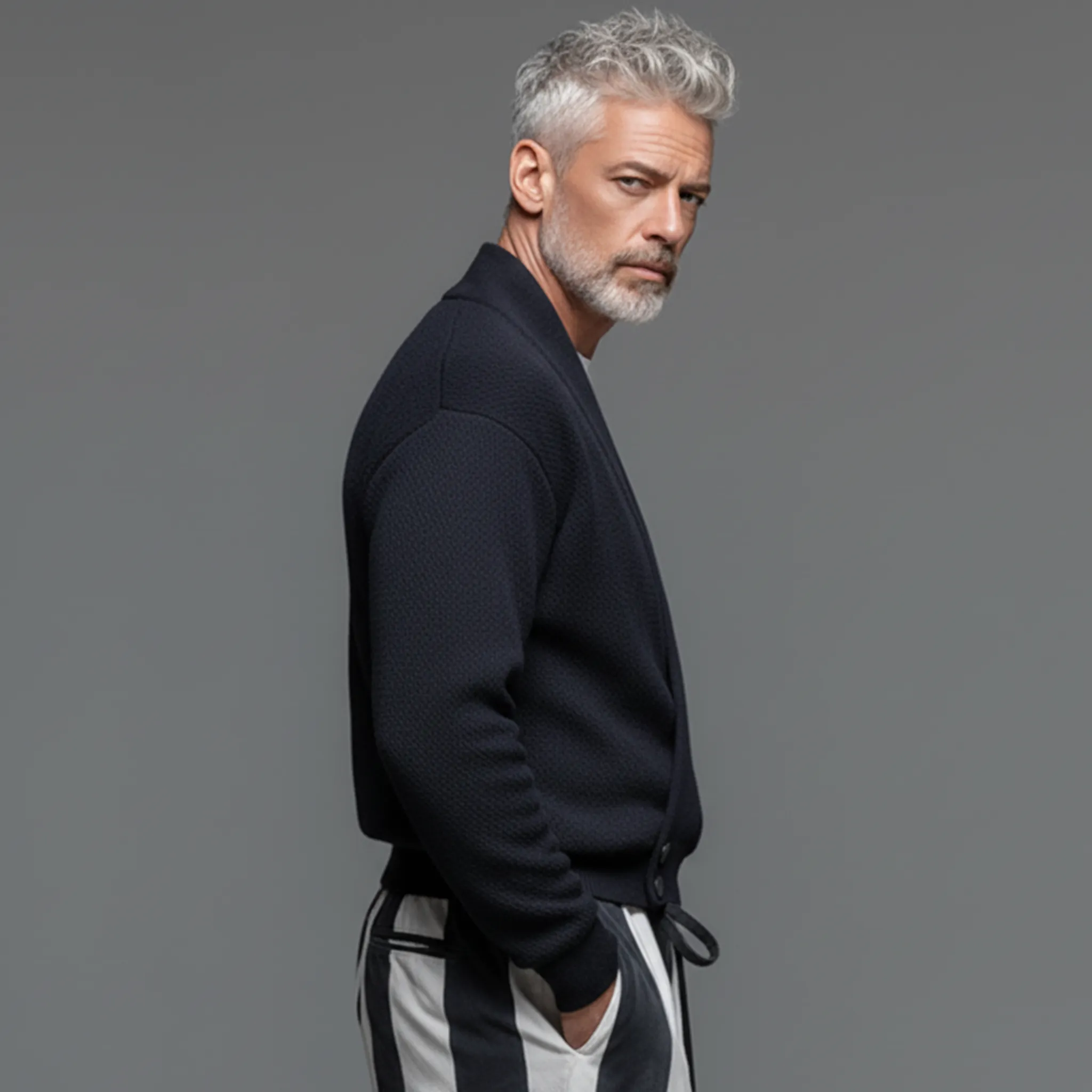 Men's Classic Casual Diagonal Placket Knit Cardigan MTA2916J8K sold by Manly product image thumbnail 3