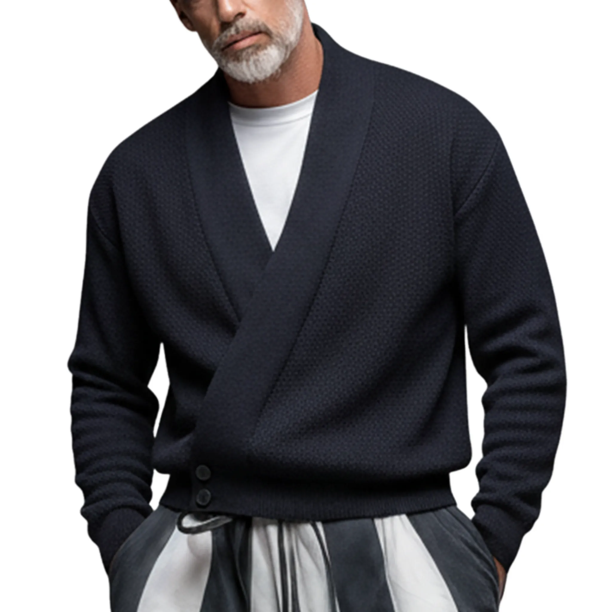 Men's Classic Casual Diagonal Placket Knit Cardigan MTA2916J8K sold by Manly