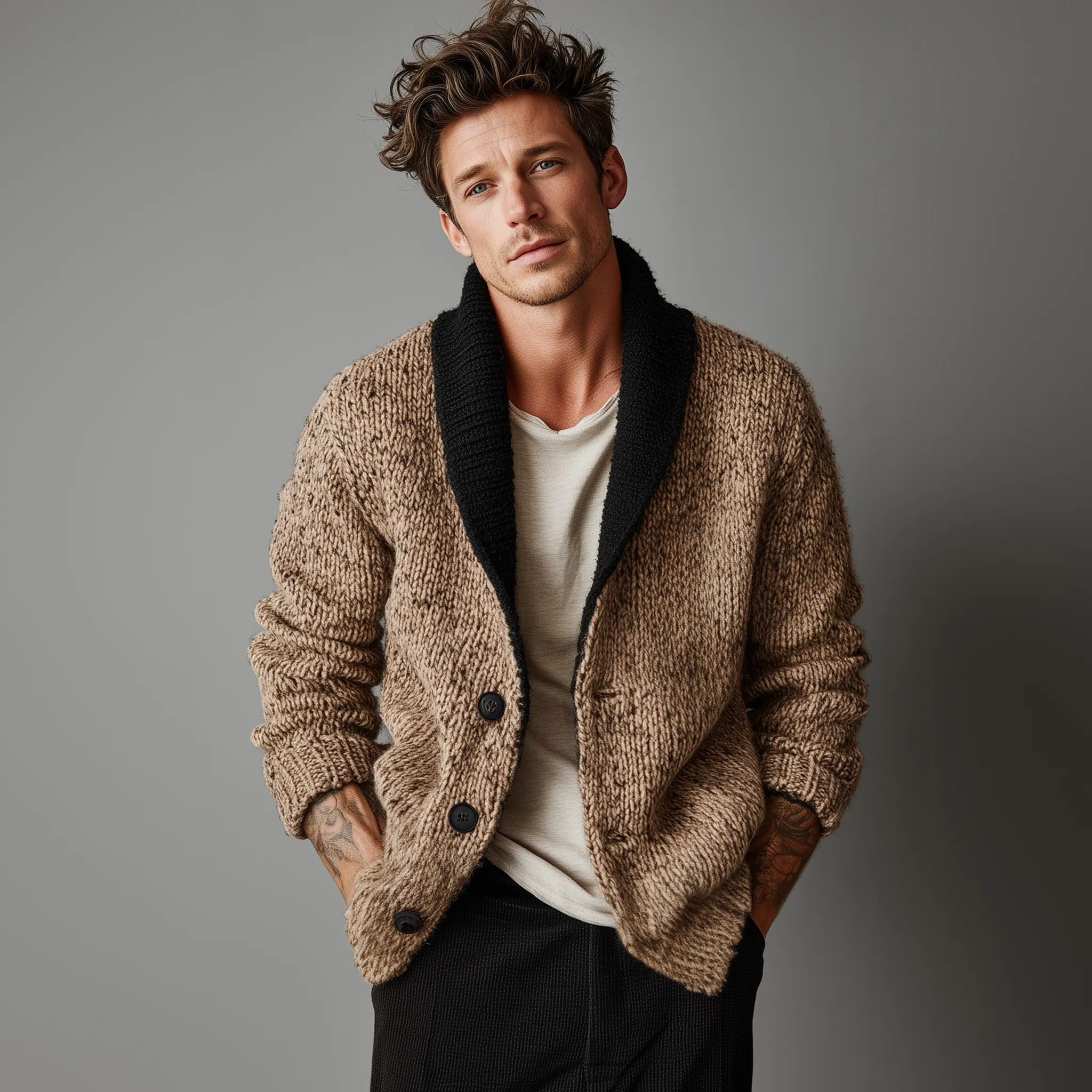 Men's Classic Casual Shawl Collar Button-down Cardigan MTA2966J3K sold by Manly product image thumbnail 2