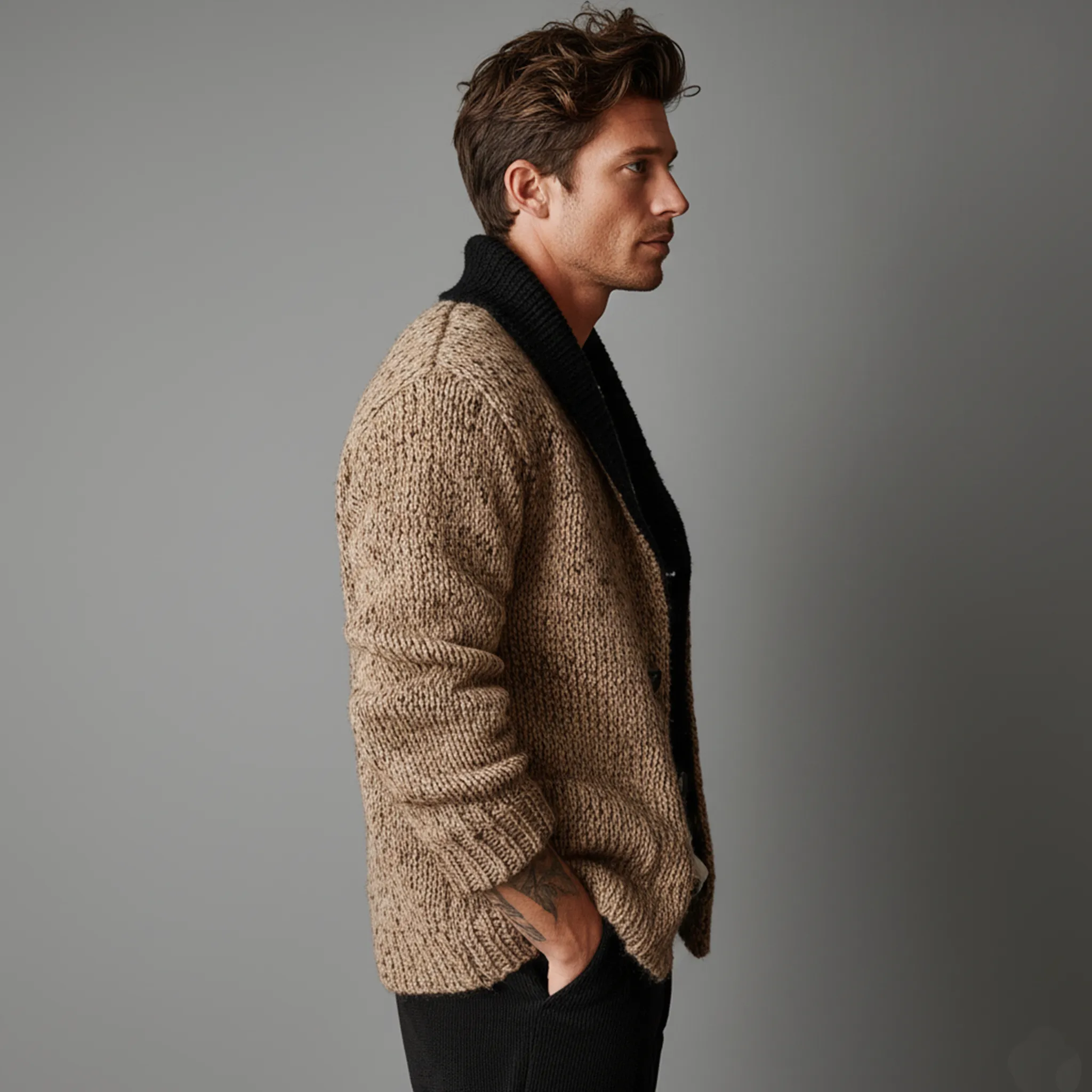 Men's Classic Casual Shawl Collar Button-down Cardigan MTA2966J3K sold by Manly product image thumbnail 5