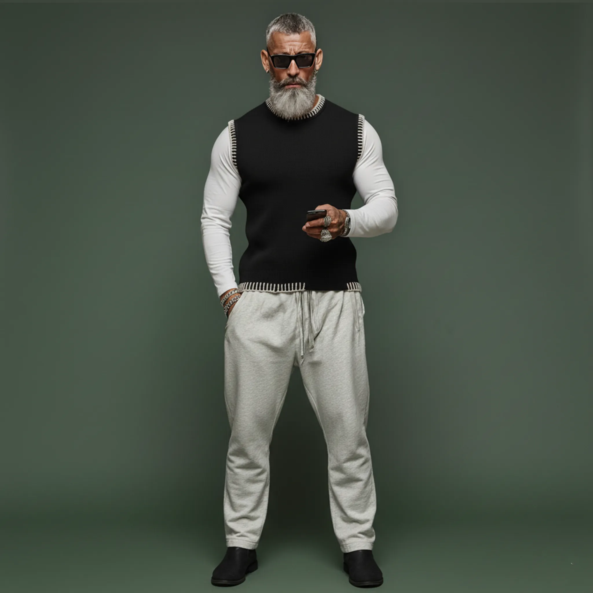 Men's Fashionable And Unique Crew Neck Slim Fit Knit Tank Top MTA2963J2K sold by Manly product image thumbnail 5