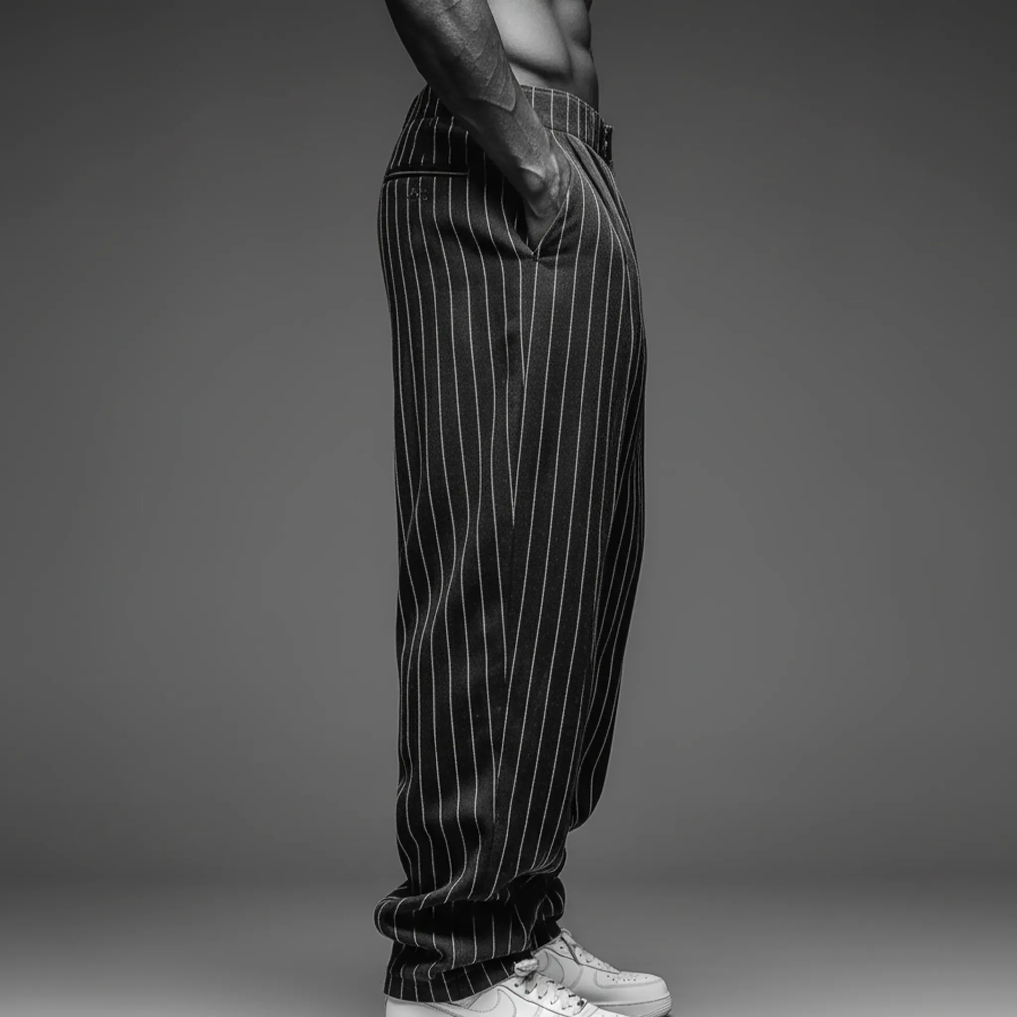 Men's Classic Casual Striped Cotton Blend Loose-fitting Trousers MTA2935J0K sold by Manly product image thumbnail 3