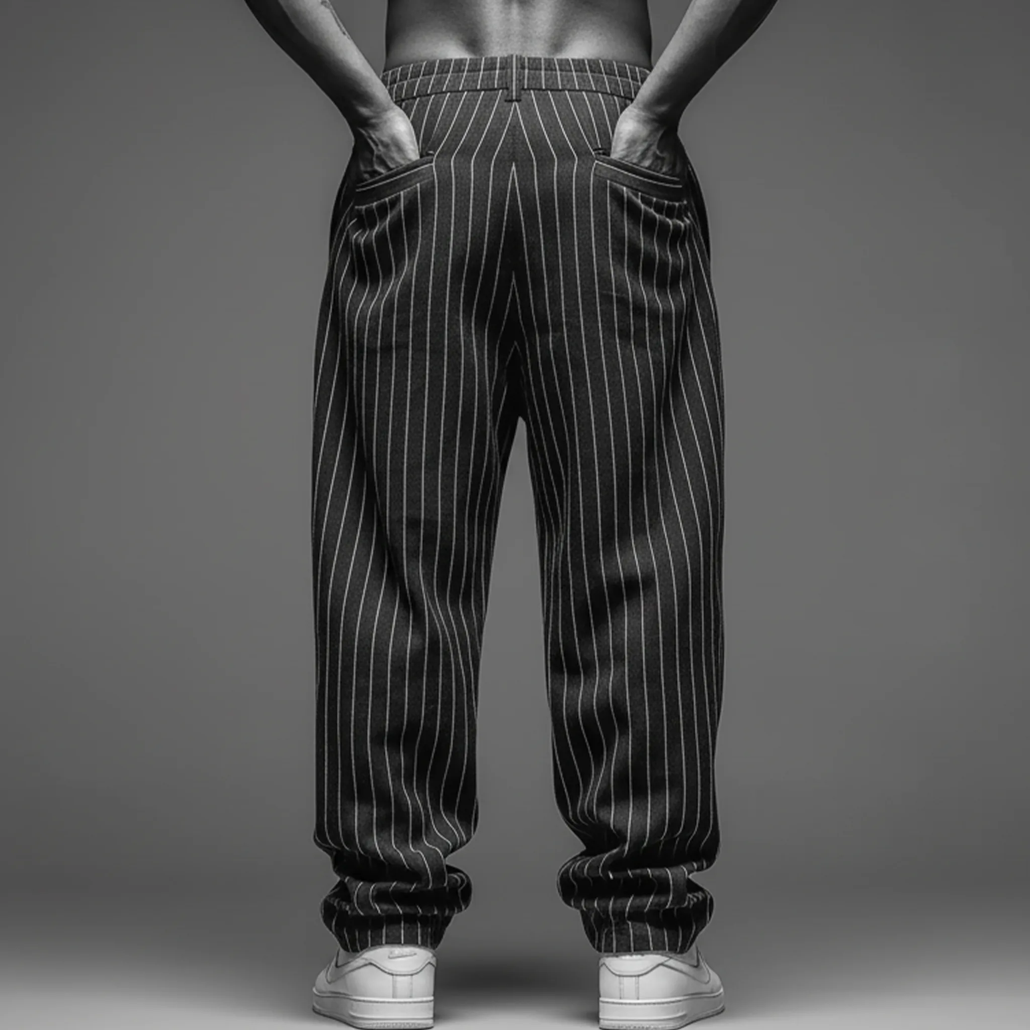 Men's Classic Casual Striped Cotton Blend Loose-fitting Trousers MTA2935J0K sold by Manly product image thumbnail 4