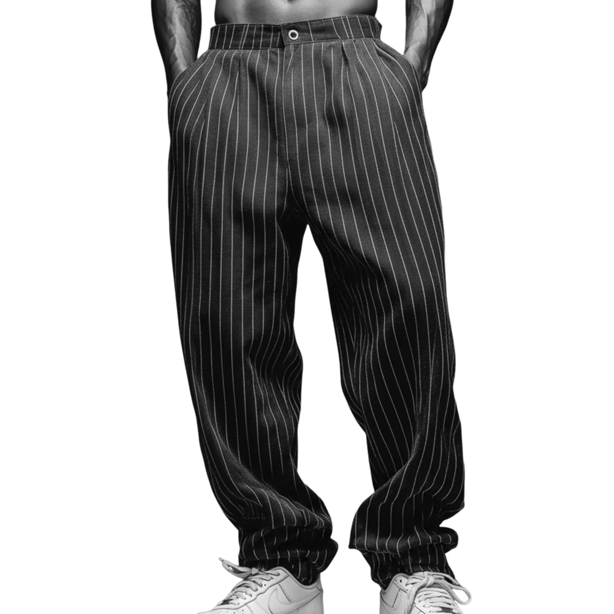 Men's Classic Casual Striped Cotton Blend Loose-fitting Trousers MTA2935J0K sold by Manly