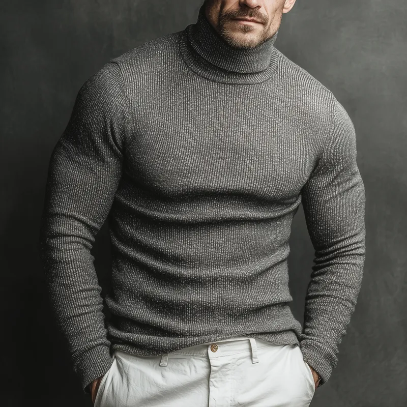 Men's Basic Business Slim Fit Stretch Knit Turtleneck Sweater MTA2974J3U sold by Manly product image thumbnail 3