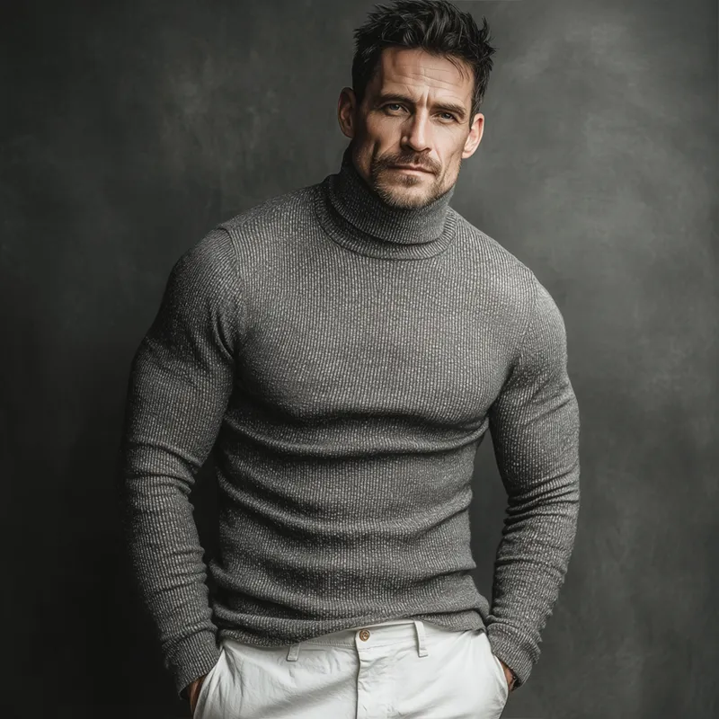 Men's Basic Business Slim Fit Stretch Knit Turtleneck Sweater MTA2974J3U sold by Manly product image thumbnail 2