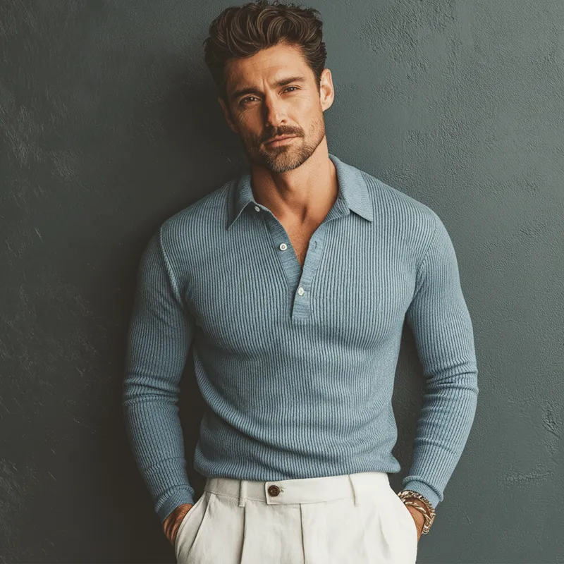 Men's Basic Business Slim Fit Stretch Polo Collar Sweater MTA2950J1U sold by Manly product image thumbnail 2