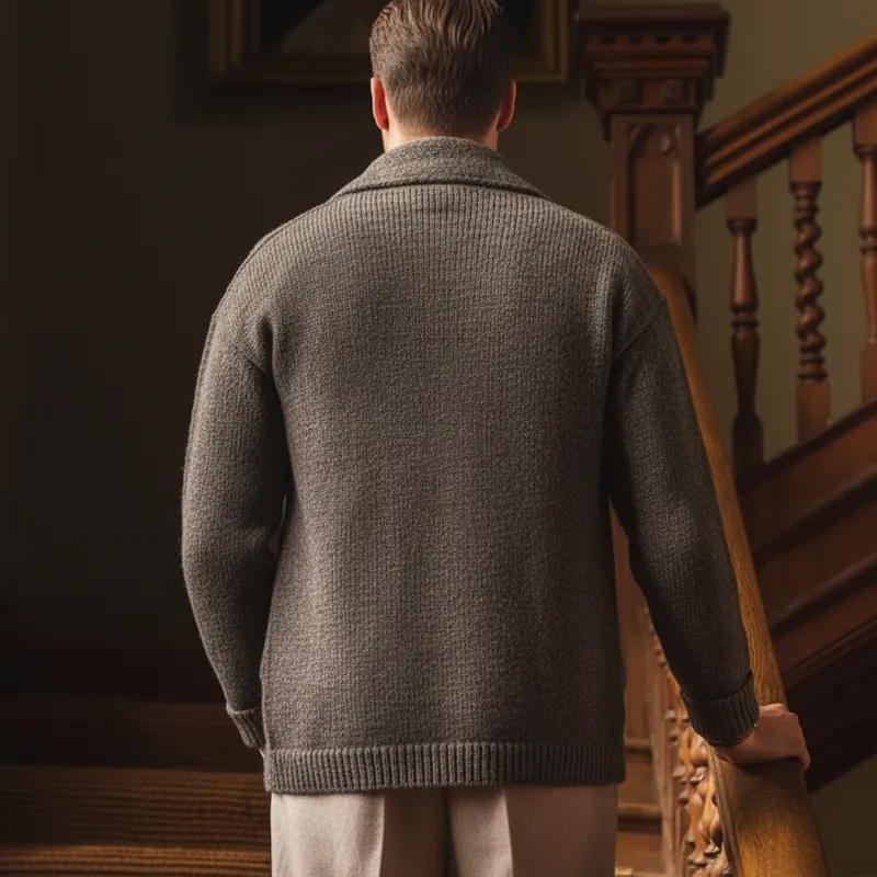 Men's Classic Gray-brown Casual Button-down Knit Cardigan MTA2845J7U sold by Manly product image thumbnail 4