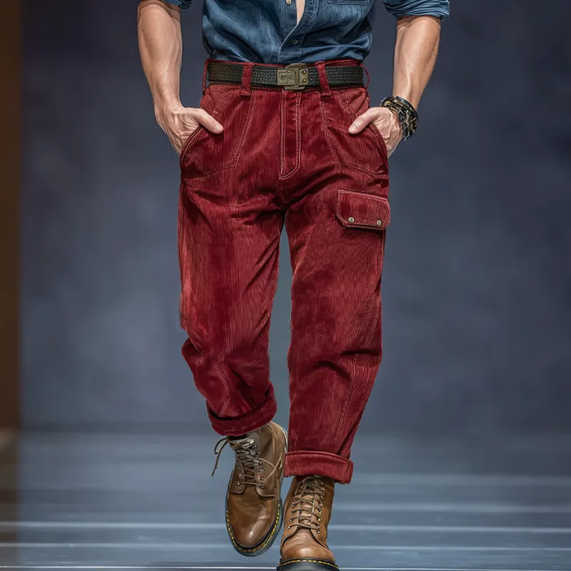 Men's Classic Red Corduroy Casual Pants MTA2895J6U sold by Manly product image thumbnail 2