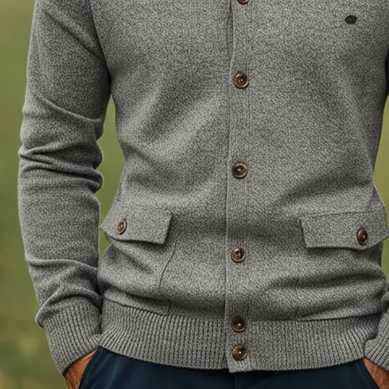 Men's Solid Color Stand Collar Single-breasted Knit Cardigan MTA2864J5X sold by Manly product image thumbnail 4