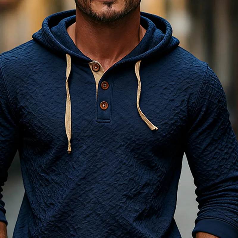 Men's Casual Solid Color Textured Pullover Hoodie MTA2946J0X sold by Manly product image thumbnail 3