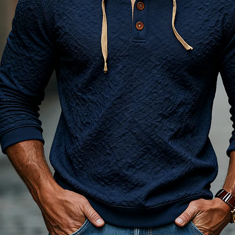 Men's Casual Solid Color Textured Pullover Hoodie MTA2946J0X sold by Manly product image thumbnail 4