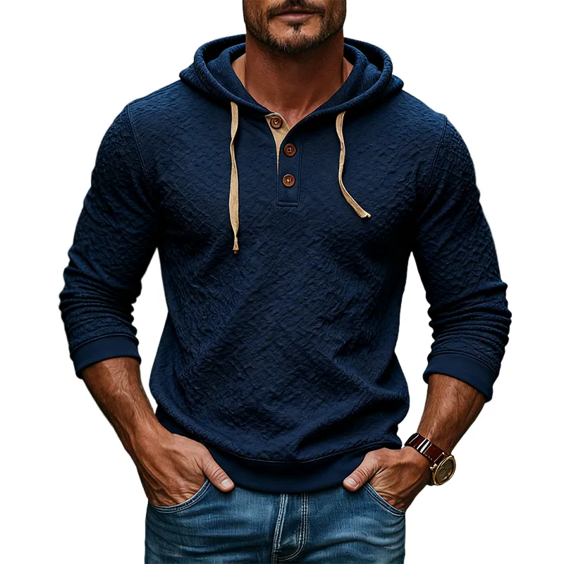Men's Casual Solid Color Textured Pullover Hoodie MTA2946J0X sold by Manly
