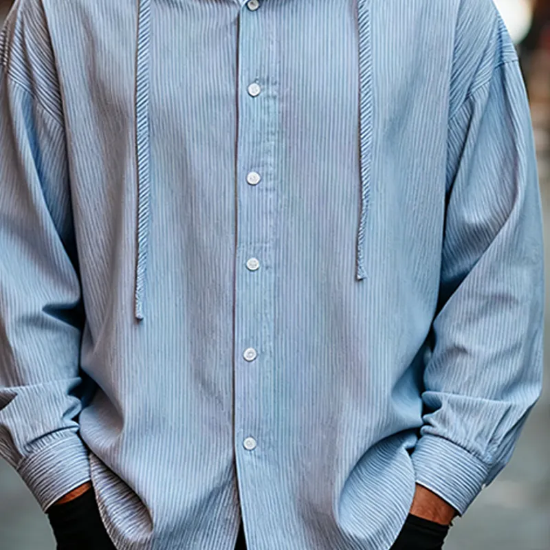 Men's Casual Loose Cotton Striped Long-sleeved Hoodie MTA2990J9X sold by Manly product image thumbnail 4