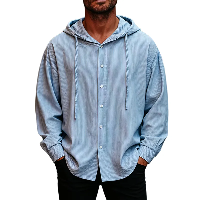 Men's Casual Loose Cotton Striped Long-sleeved Hoodie MTA2990J9X sold by Manly