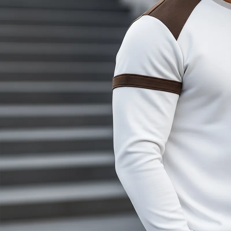 Men's Simple Color Block Cotton Blend Crew Neck Sweatshirt MTA2945J6P sold by Manly product image thumbnail 4