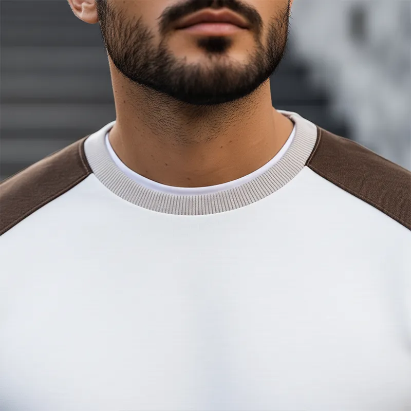 Men's Simple Color Block Cotton Blend Crew Neck Sweatshirt MTA2945J6P sold by Manly product image thumbnail 3