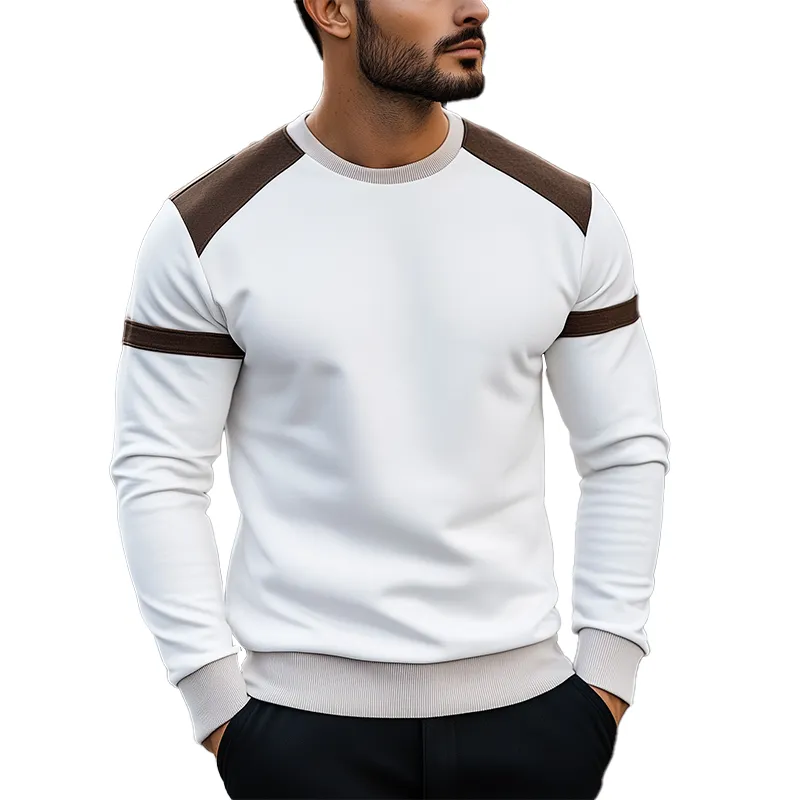 Men's Simple Color Block Cotton Blend Crew Neck Sweatshirt MTA2945J6P sold by Manly