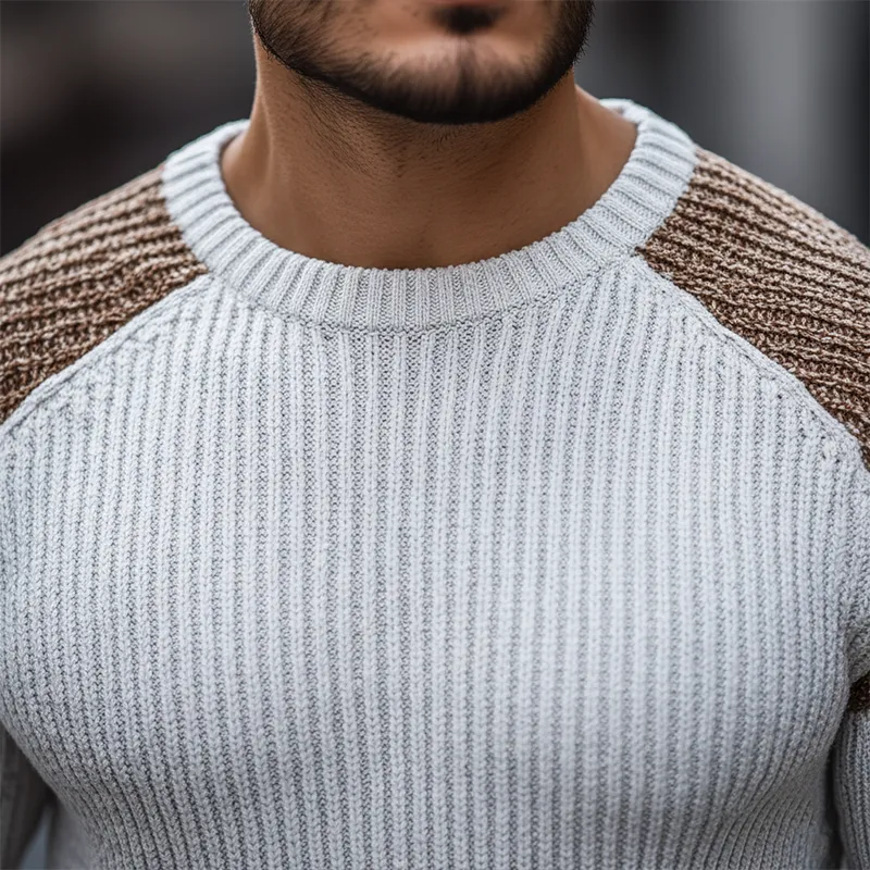 Men's Simple Color Block Cotton Yarn Knit Crew Neck Slim Fit Sweater MTA2964J7P sold by Manly product image thumbnail 4