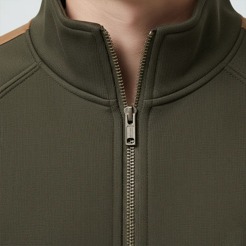 Men's Retro Cotton Blend Color Block Patchwork Half-Zip Sweatshirt MTA2949J5P sold by Manly product image thumbnail 5