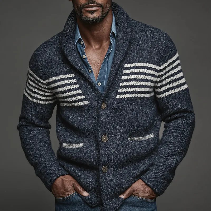 Men's Retro Casual Knit Striped Button-Up Cardigan MTA2174J6TO sold by Manly product image thumbnail 2