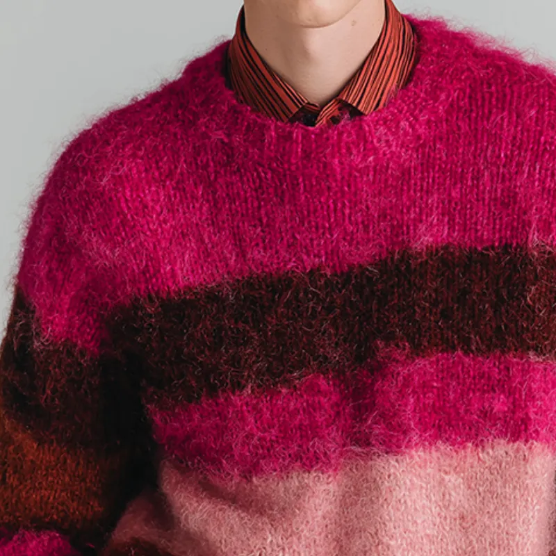 Men's Retro Casual Crew Neck Striped Mohair Knit Pullover Sweater MTA2807J1TO sold by Manly product image thumbnail 3