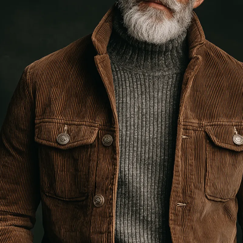 Men's Retro Casual Corduroy Stand Collar Button Jacket MTA2811J6TO sold by Manly product image thumbnail 3