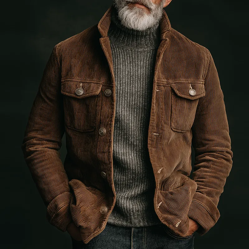 Men's Retro Casual Corduroy Stand Collar Button Jacket MTA2811J6TO sold by Manly product image thumbnail 2