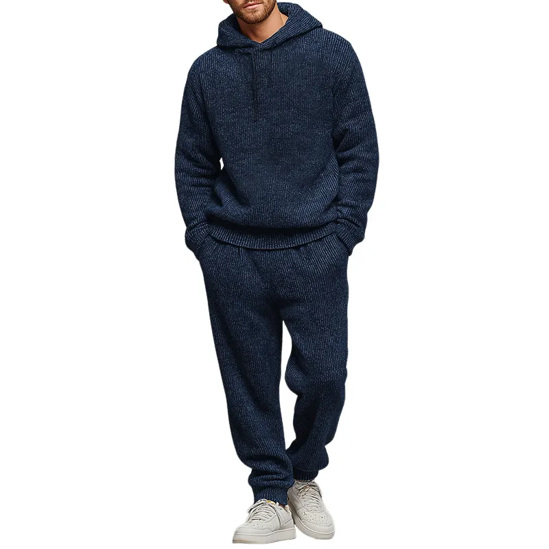 Men's Retro Casual Knit Hoodie And Pants Two-Piece Set MTA2819J9TO sold by Manly