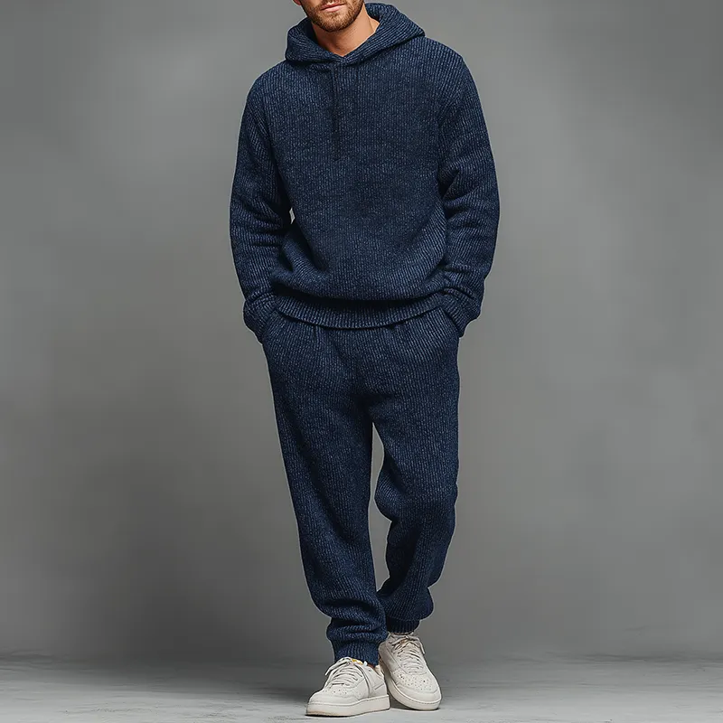 Men's Retro Casual Knit Hoodie And Pants Two-Piece Set MTA2819J9TO sold by Manly product image thumbnail 2