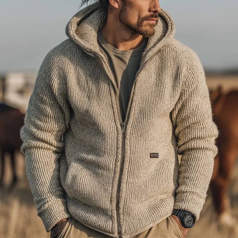 Men's Retro Casual Knitted Hooded Zip-Up Cardigan Jacket MTA2806J7TO sold by Manly product image thumbnail 2