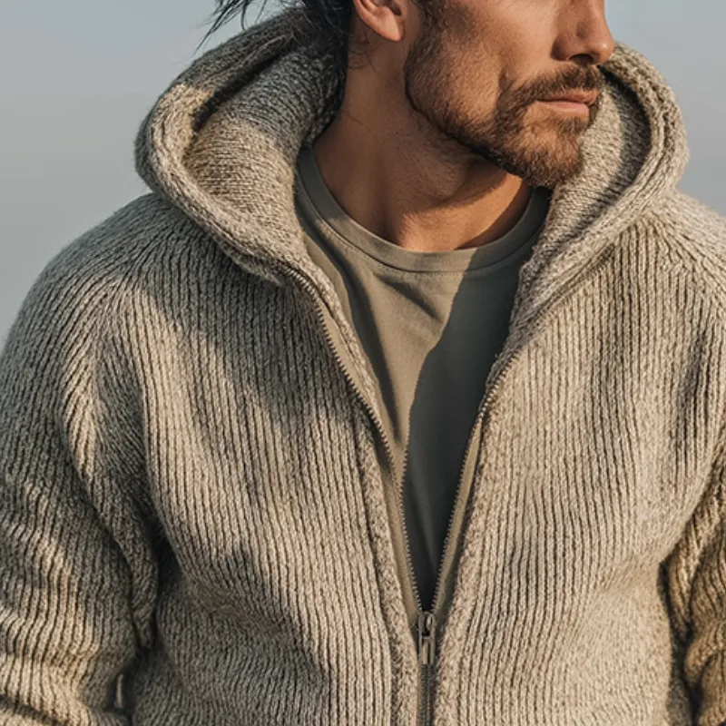 Men's Retro Casual Knitted Hooded Zip-Up Cardigan Jacket MTA2806J7TO sold by Manly product image thumbnail 3