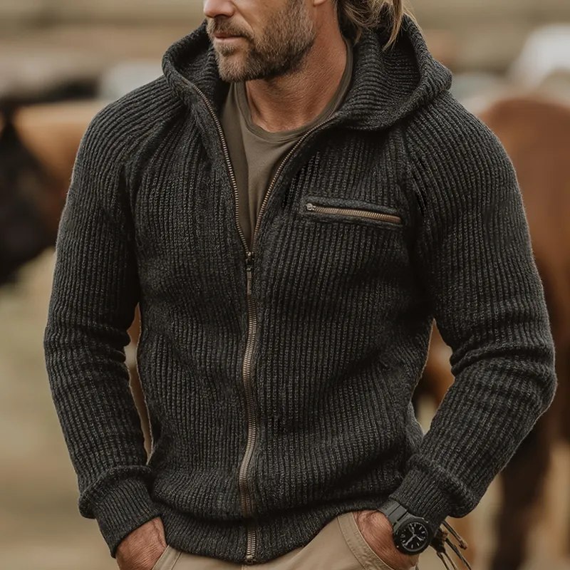 Men's Retro Casual Knitted Hooded Zip-Up Cardigan Jacket MTA2826J4TO sold by Manly product image thumbnail 2