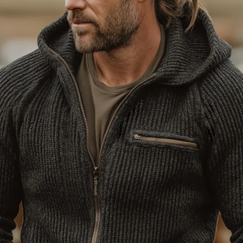 Men's Retro Casual Knitted Hooded Zip-Up Cardigan Jacket MTA2826J4TO sold by Manly product image thumbnail 3