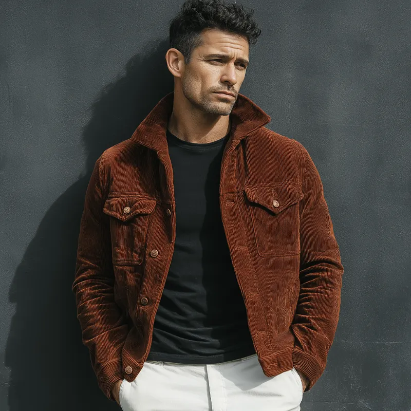 Men's Vintage Reddish Brown Corduroy Button-Up Jacket MTA2820J9U sold by Manly product image thumbnail 2