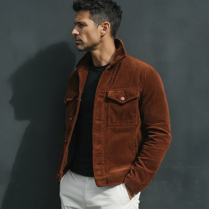 Men's Vintage Reddish Brown Corduroy Button-Up Jacket MTA2820J9U sold by Manly product image thumbnail 3