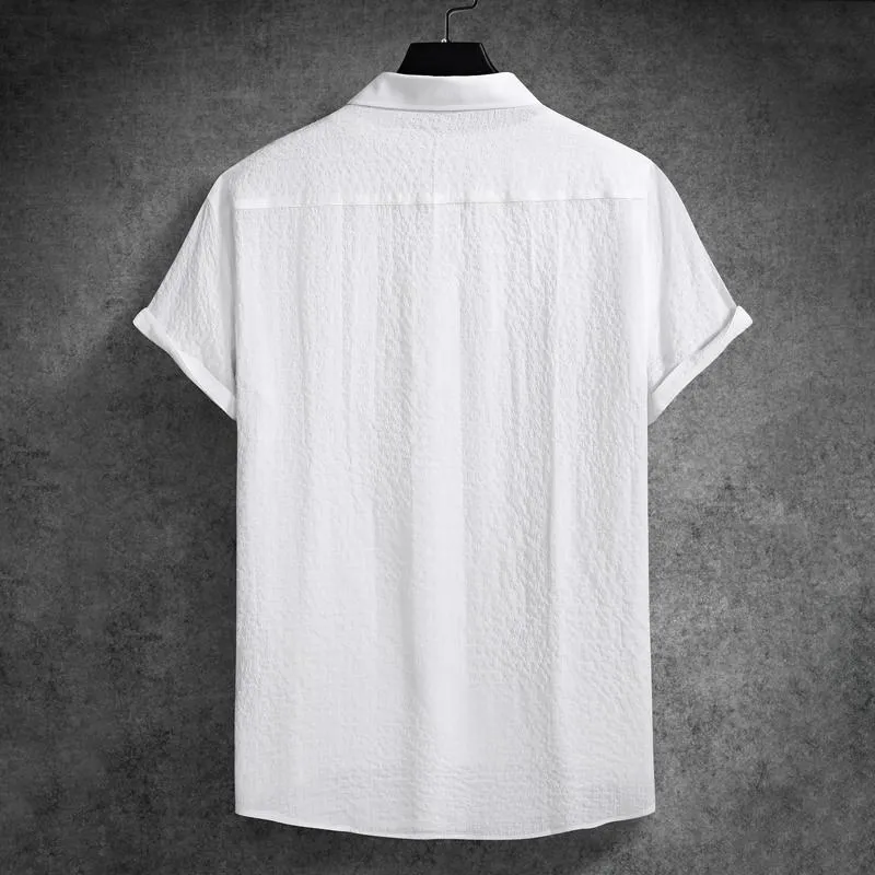 Men's Solid Lapel Short Sleeve Casual Shirt 91342146Z sold by Manly product image thumbnail 4