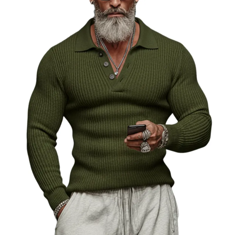 Men's Classic Casual Tough Style Polo Collar Slim Sweater MTA2831J3K sold by Manly