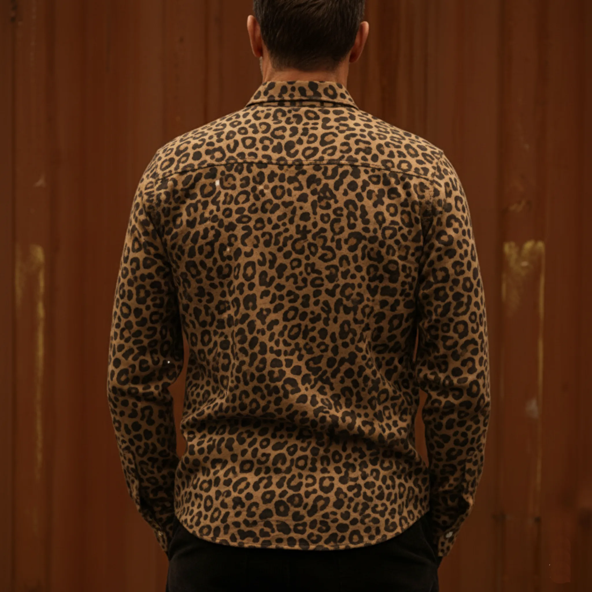 Men's Classic Casual Faux Leopard Suede Slim-Fit Shirt MTA2796J4K sold by Manly product image thumbnail 4