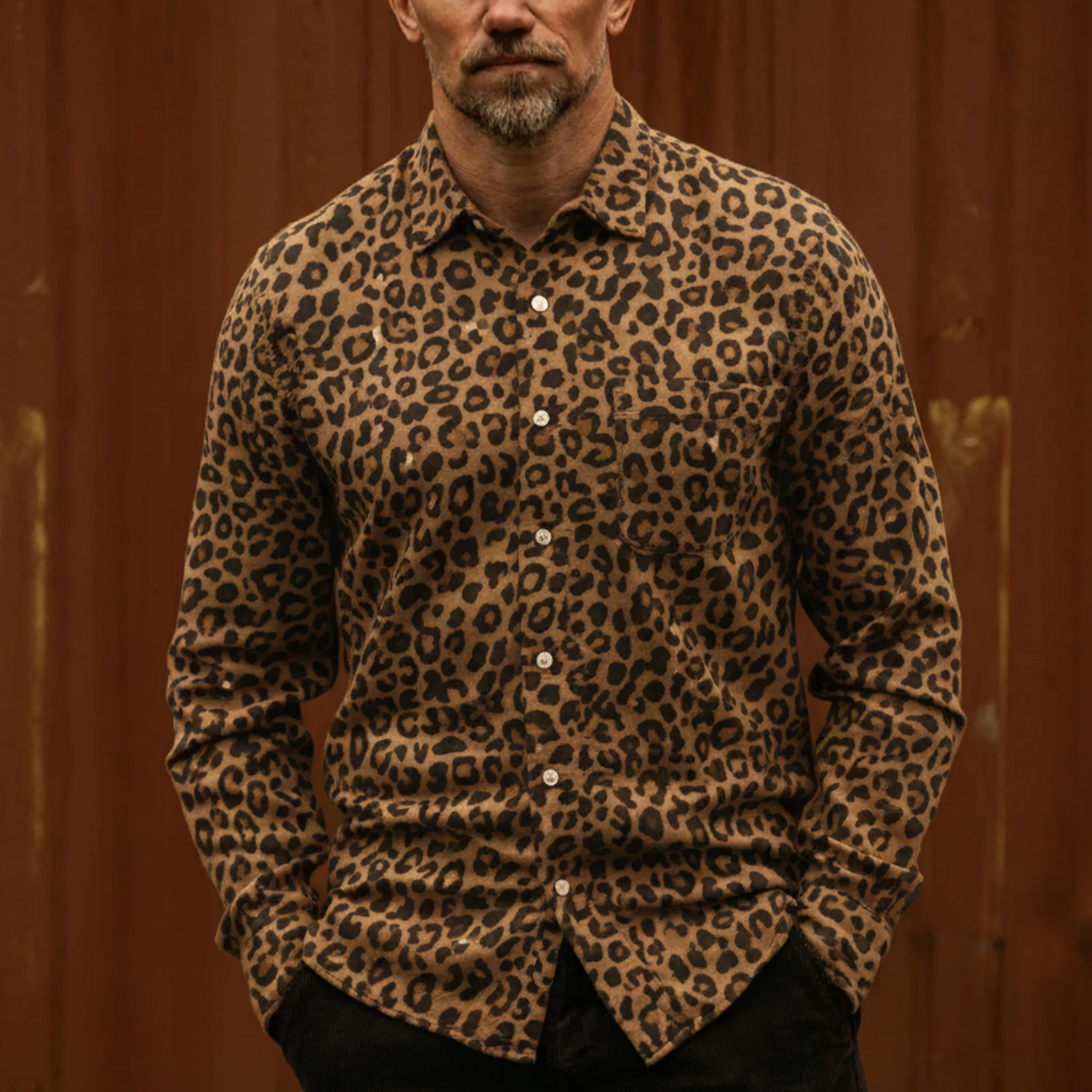 Men's Classic Casual Faux Leopard Suede Slim-Fit Shirt MTA2796J4K sold by Manly product image thumbnail 2