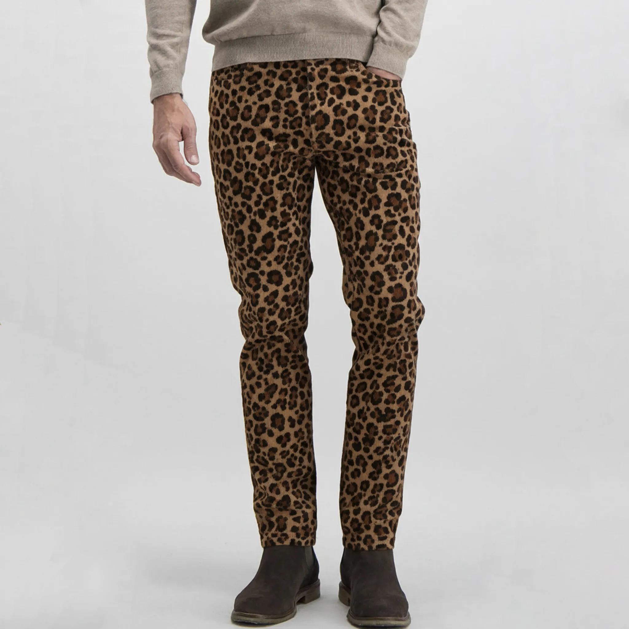 Men's Retro Western Leopard Print Faux Suede Pants MTA2702J0K sold by Manly product image thumbnail 2