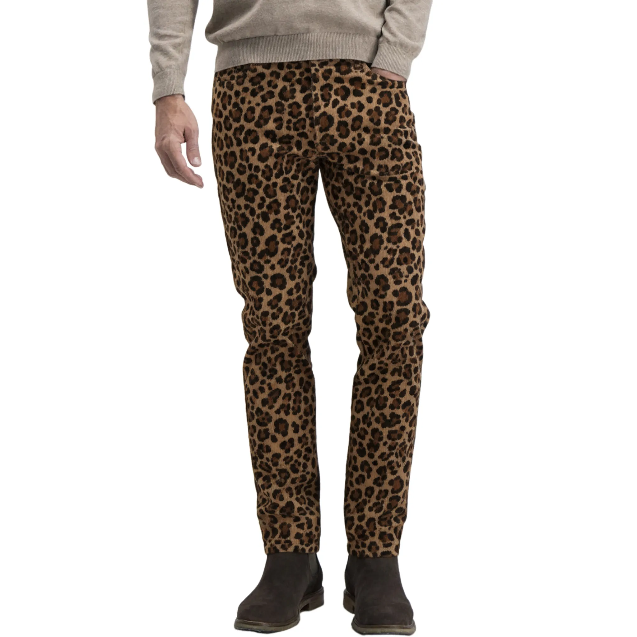 Men's Retro Western Leopard Print Faux Suede Pants MTA2702J0K sold by Manly