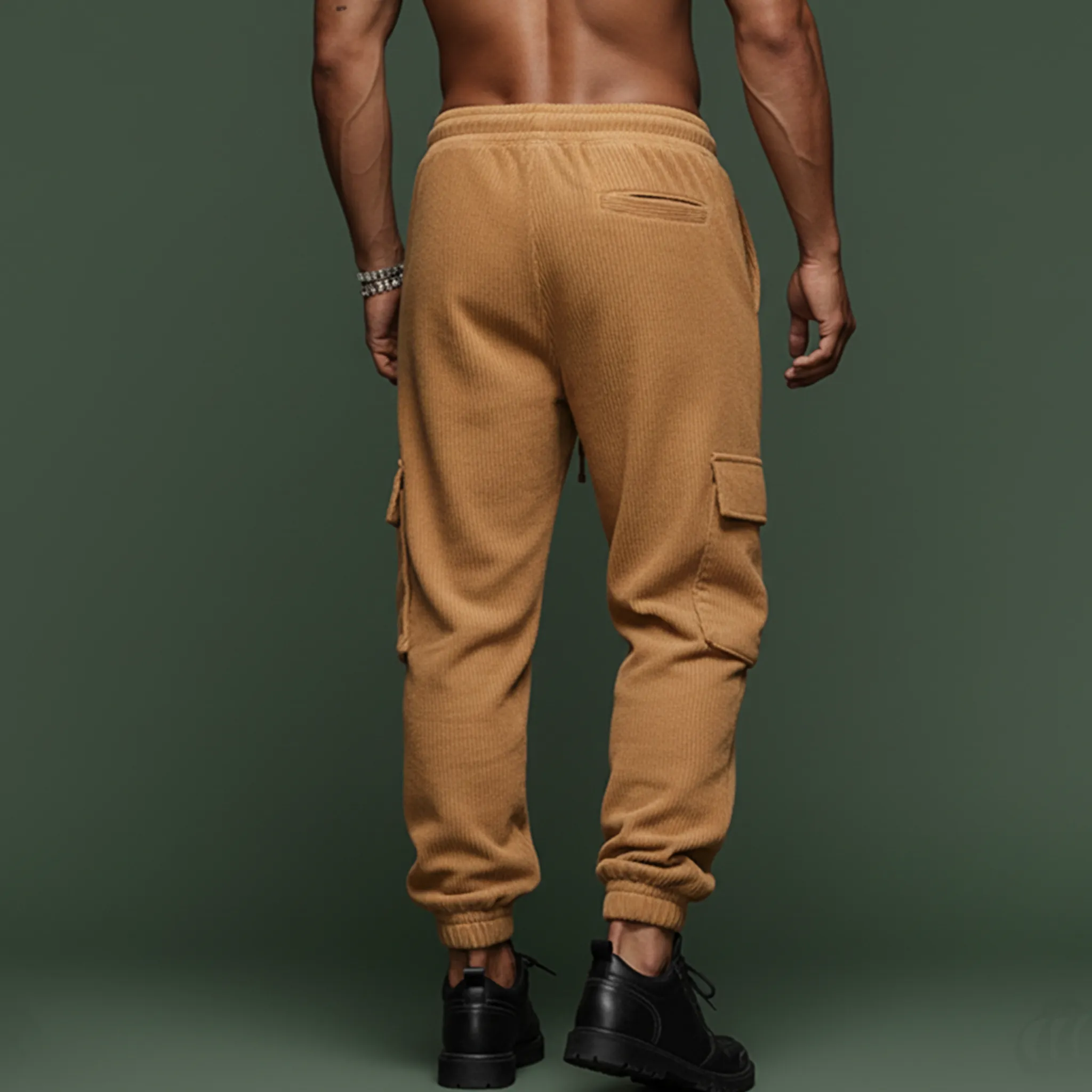 Men's Classic Casual Corduroy Elastic Waist Drawstring Multi-pocket Trousers MTA2835J3K sold by Manly product image thumbnail 5