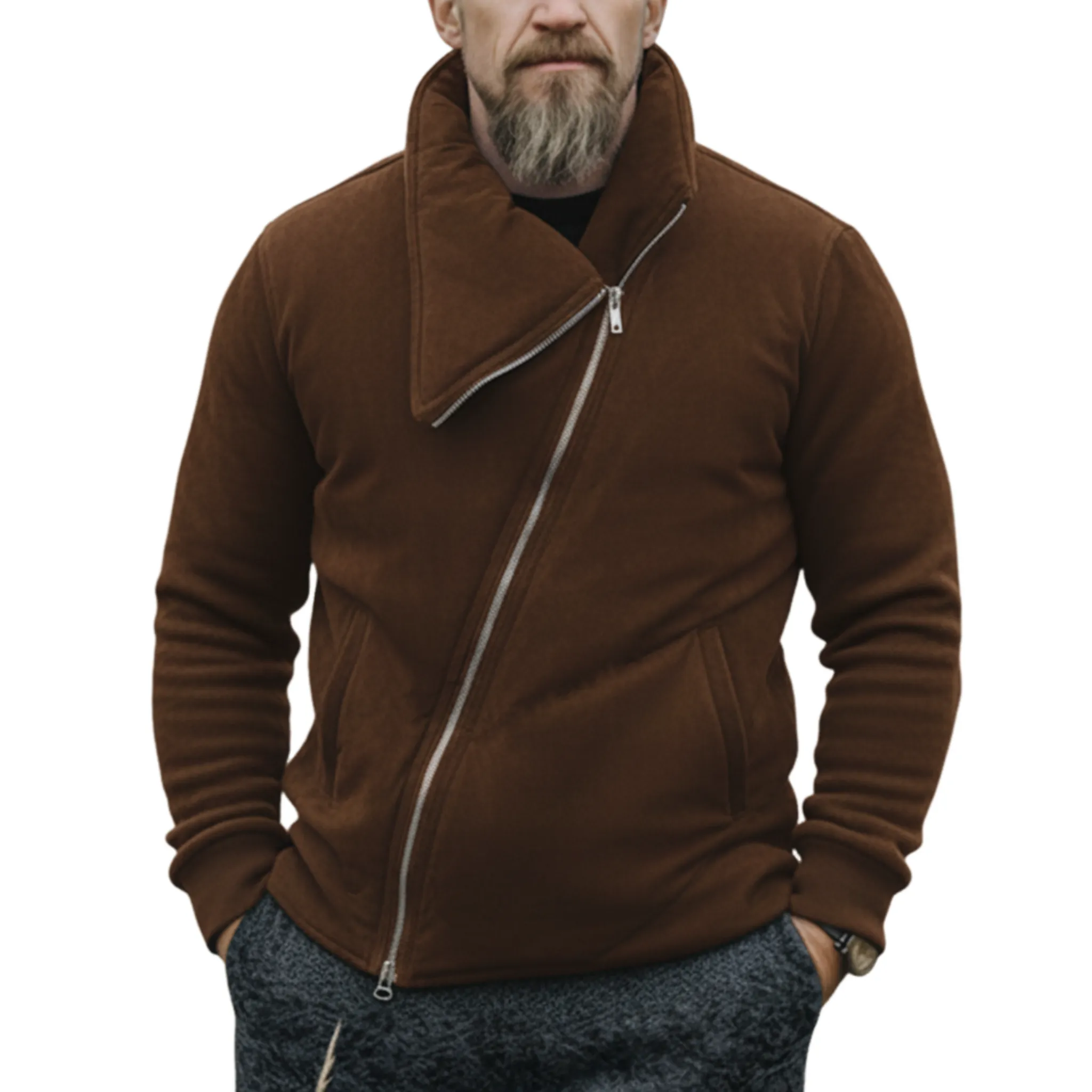 Men's Classic Western Tough Style Irregular Collar Design Faux Suede Jacket MTA2757J0K sold by Manly