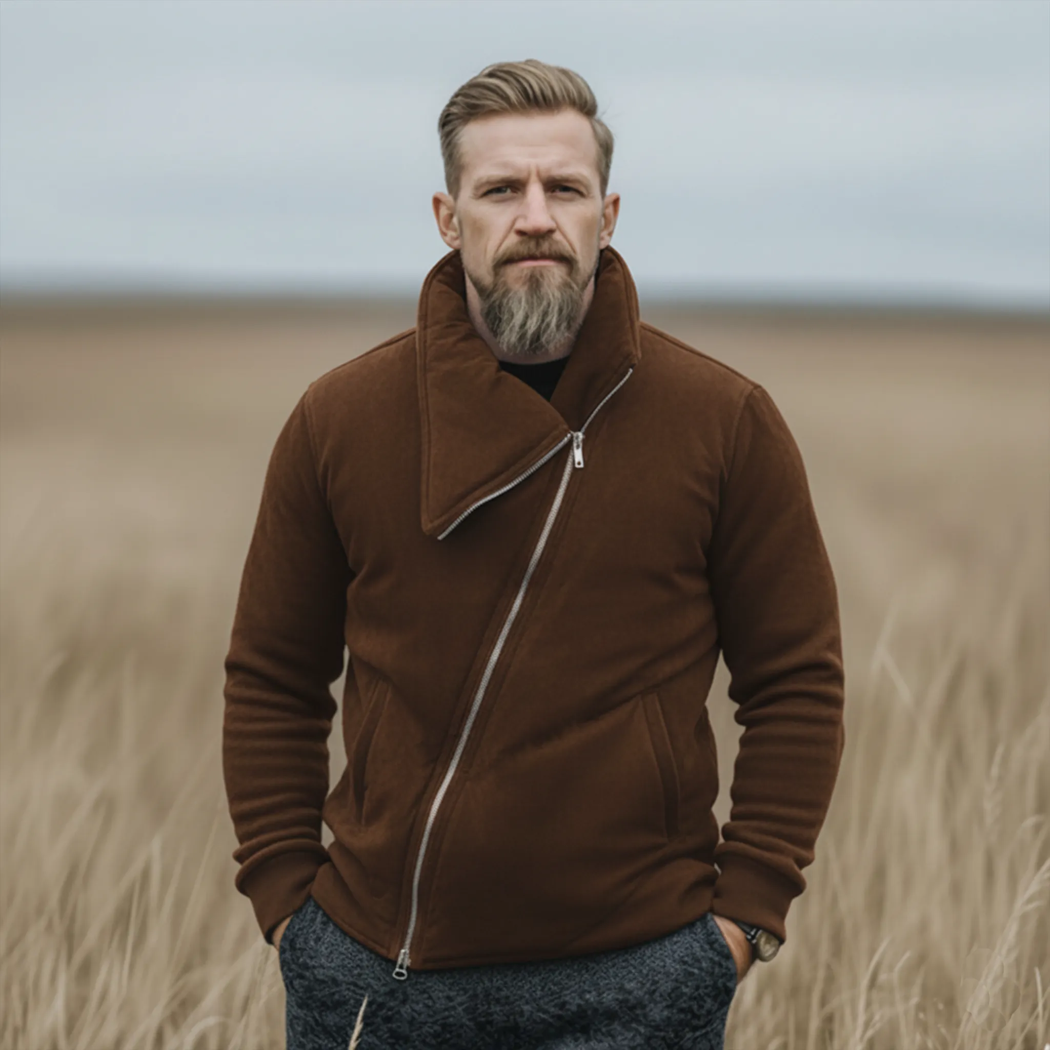 Men's Classic Western Tough Style Irregular Collar Design Faux Suede Jacket MTA2757J0K sold by Manly product image thumbnail 2