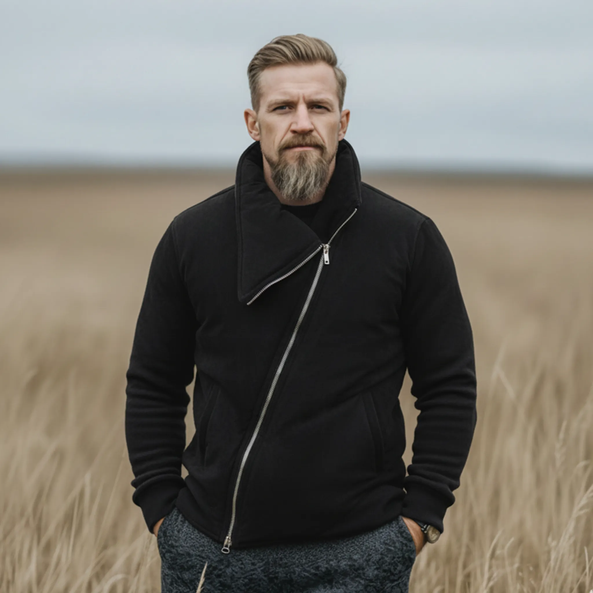 Men's Classic Western Tough Style Irregular Collar Design Faux Suede Jacket MTA2757J0K sold by Manly product image thumbnail 3