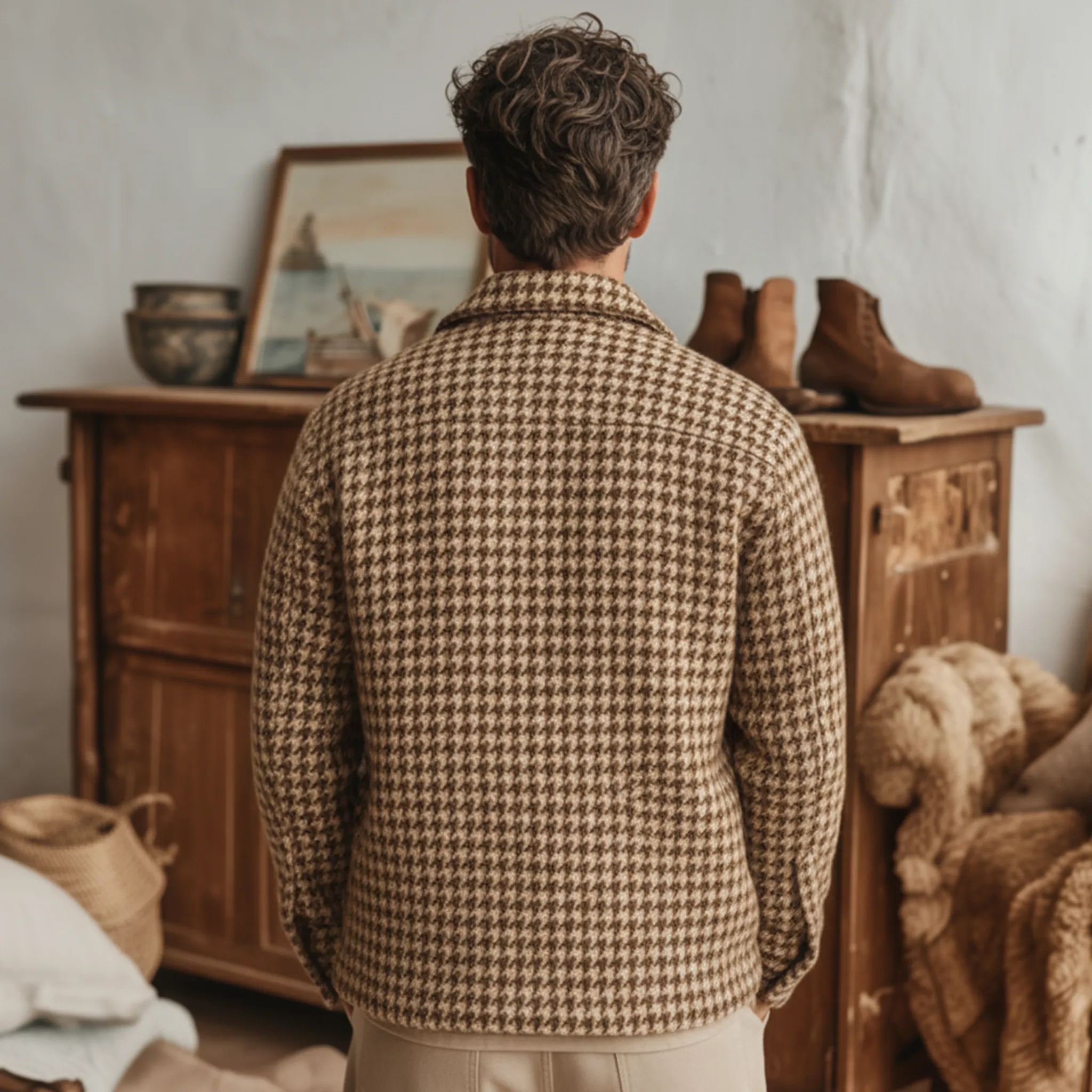 Men's Classic Casual Faux Houndstooth Wool Shirt MTA2742J7K sold by Manly product image thumbnail 4